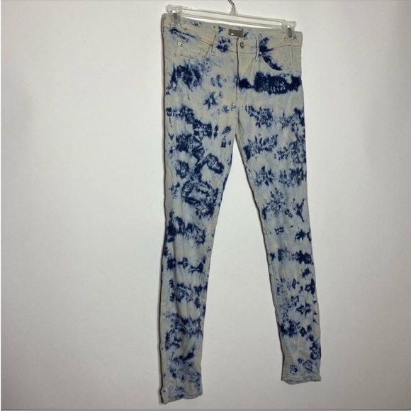 MOTHER Looker Skinny Jeans 27 Icebreaker Blue & White - Picture 10 of 13
